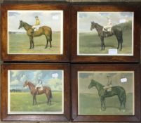 Four oak framed horse racing prints