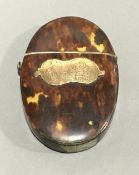 A 19th century unmarked gold mounted tortoiseshell vesta case