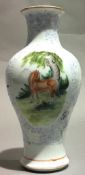A small Chinese vase decorated with a hare and a horse