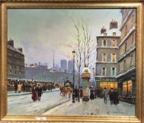 A pair of Parisian Street Scene embellished prints,