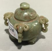 A Chinese lidded jade censer