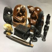 A collection of Eastern and African carvings