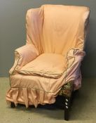 A 19th century mahogany framed wingback armchair