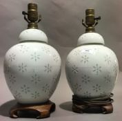 A pair of Chinese white ground porcelain lamps