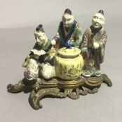 A Chinese pottery figural inkwell