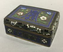 A Chinese cloisonne rectangular box