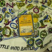 Battle of Normandy 1st Edition Map, together with cap badge, tea cloth, etc.