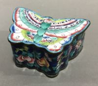 A Chinese butterfly form enamel box