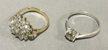 Two 9 ct gold stone set rings