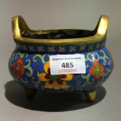 A Chinese bronze and cloisonne censer