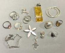 A box of silver jewellery