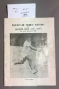 An exhibition tennis match programme, Calcutta, South Club Courts,