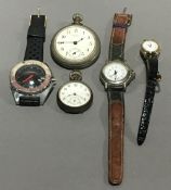 A small French gun metal pocket watch, an Ingersoll pocket watch, a Pulsar lady's wristwatch,