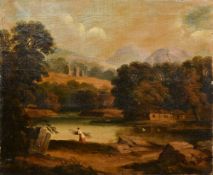 ENGLISH SCHOOL (18th/19th century) Figure Gathering Faggots in a Highland Landscape Oil on canvas,
