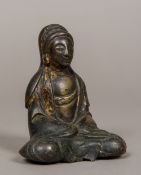 A Chinese bronze figure of Guanyin, possibly Song/Yuan dynasty With traces of gilding. 10.