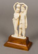 An early 20th century Indian carved ivory group Worked as Radha Krishna,