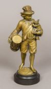 LEBLANC (19th century) French Drummer Boy Holding a Monkey and Carrying a Magic Lantern Gilt bronze,