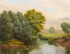 WOOLDRIDGE (19th century) British River Landscape Oil on canvas, signed and dated, unframed.