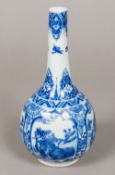A 19th century Chinese blue and white bottle vase The elongated neck above the main bulbous body
