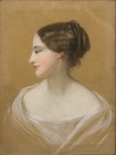 ENGLISH SCHOOL (19th century) Portrait of a Young Lady Pastels, framed and glazed. 38.5 x 51 cm.