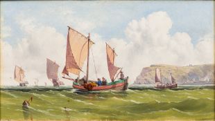 ENGLISH SCHOOL (19th century) Yorkshire Coast Oil on canvas, framed. 31 x 17.5 cm.