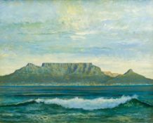 SOUTH AFRICAN SCHOOL (20th century) Table Bay and Table Mountain Oil on board, indistinctly signed,