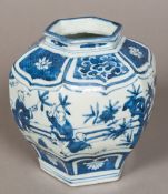 A Chinese blue and white porcelain vase Of hexagonal section,