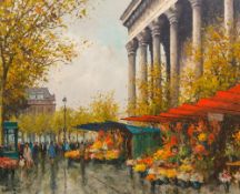 SAULIN (20th century) French Marche aux Fleurs de la Madeleine Oil on canvas, signed, framed.