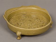 A Chinese celadon ground censer Of shallow dished form,