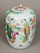A late 19th/early 20th century Chinese famille rose porcelain vase and cover Of ovoid form