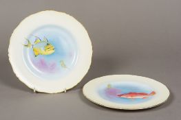 A pair of Royal Worcester porcelain plates painted by HARRY AYRTON One decorated with a Queen