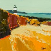 DONALD McINTYRE (1923-2009) British (AR) Lighthouse Oil on board, signed with initials,