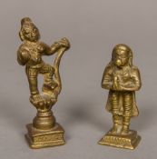 A small Indian figure of Hanuman Together with another. The former 6 cm high.