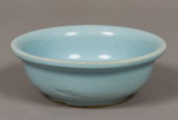 A Chinese Ru ware bowl With allover light blue glaze. 15 cm diameter.