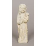 Two carved stone fragments, possibly Medieval One worked as the Virgin Mary and Infant Jesus,