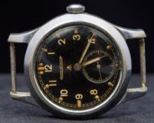 A Jaeger LeCoultre gentleman's British World War II Military "Dirty Dozen" wristwatch The black