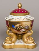 A Samson 'Derby' pot pourri vase and cover The pierced cover above a painted seashell panel signed