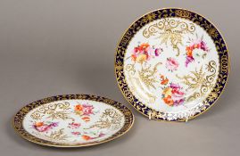 A pair of 19th century Royal Worcester David Bates decorated cabinet plates Both worked with floral