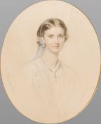EDMUND HAVELL (1819-1894) British Portrait of Charlotte Helena Robinson (1839-1869) Chalk and