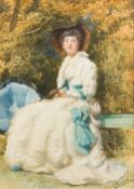 FREDERICK MORGAN (1847-1927) British Portrait of a Seated Lady in Parkland Watercolour, signed,