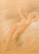 LUCIEN HECTOR MONOD (1867-1957) French (AR) Female Nude Coloured chalks, signed,