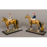 Two early 20th century cold painted art metal table lighters Each modelled as a horse and jockey