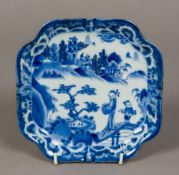 A Chinese blue and white porcelain dish Of lobed square form,