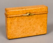 A late 19th/early 20th century Russian gold mounted burrwood table cigarette case The