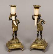A pair of 19th century Blackamoor form candlesticks Each typically modelled,