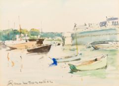 RENE LE FORESTIER (1903-1972) French (AR) Harbour Scene Watercolour, signed,