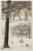 ENGLISH SCHOOL (20th century) Triple Landscape Etching with aquatint, indistinctly signed,