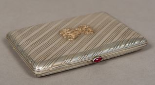 A Russian silver cigarette case, the inside with 84 Zolotnik mark,