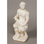 A 19th century Grand Tour marble sculpture Formed as a classical male figure, modelled seated.