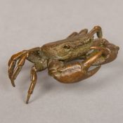 A Japanese bronze model of a crab Naturalistically modelled, impressed mark. 11 cm wide.